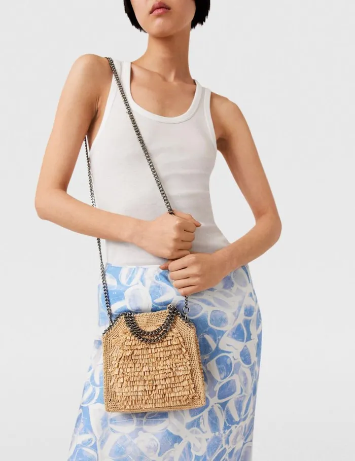 Women Falabella Raffia Tiny Tote Bag Natural Stella McCartney Crossbody Bags Women Falabella Raffia Tiny Tote Bag Natural Stella McCartney Crossbody Bags