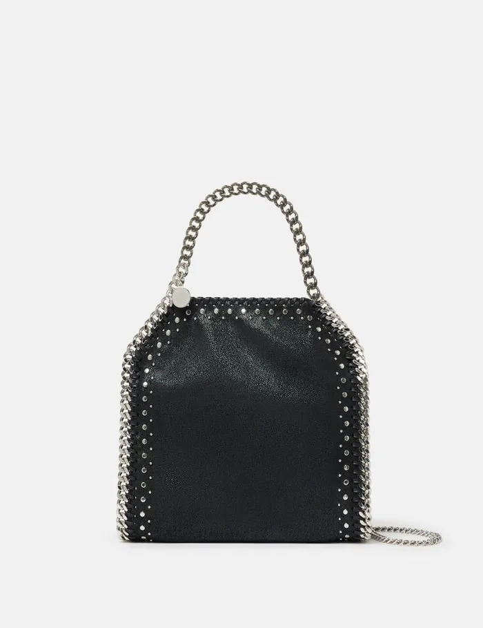 Women Falabella Studded Mini Tote Bag Pitch Black Stella McCartney Mini Bags And Clutches Women Falabella Studded Mini Tote Bag Pitch Black Stella McCartney Mini Bags And Clutches