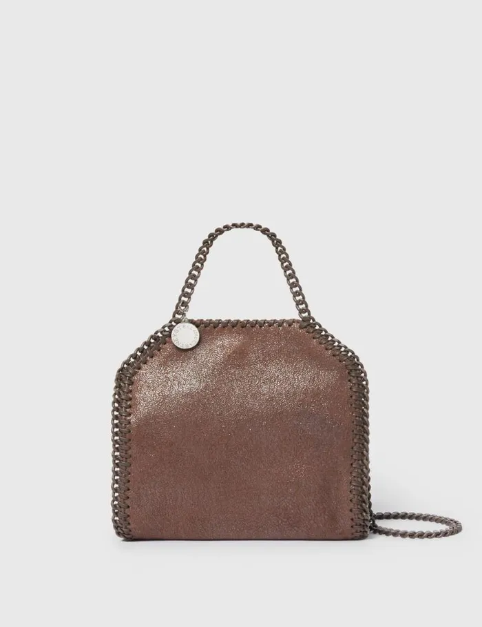 Women Falabella Tiny Enamel Tote Bag Mahogany Stella McCartney TopHandle Bags