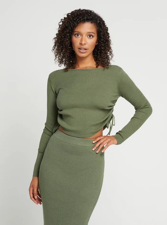 Women Fashion Tops GUESS Eco Green Arielle Knit Top