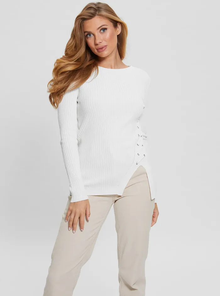 Women Fashion Tops GUESS White Irmine Knit Top