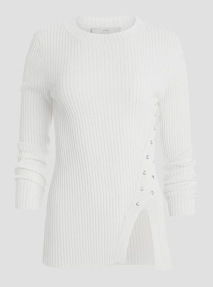 Women Fashion Tops GUESS White Irmine Knit Top Women Fashion Tops GUESS White Irmine Knit Top