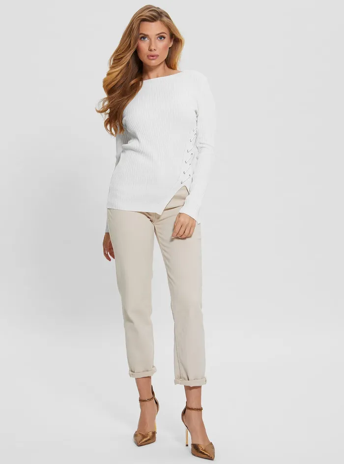 Women Fashion Tops GUESS White Irmine Knit Top Women Fashion Tops GUESS White Irmine Knit Top