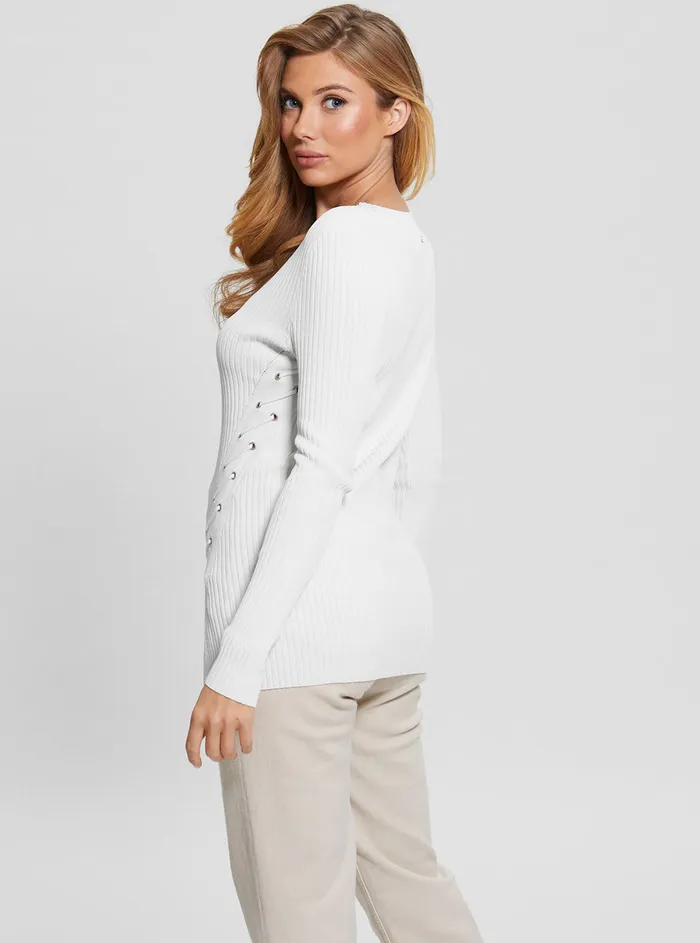 Women Fashion Tops GUESS White Irmine Knit Top Women Fashion Tops GUESS White Irmine Knit Top