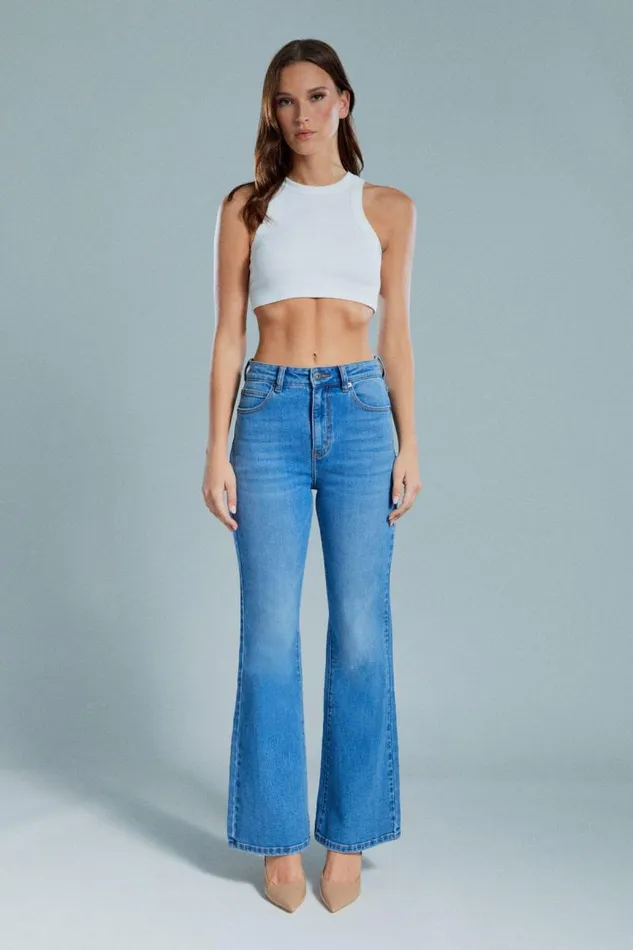 Women Flare Jean Bardot Ashlynn Hi Boot Leg Jeans In Dark Denim Dark Denim