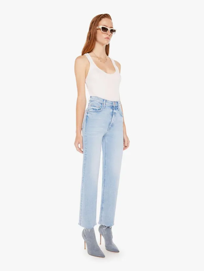 Women Flare Mother Denim The Tripper Ankle Fray Blue lightpastel