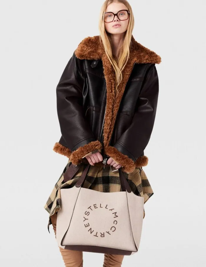 Women Flared Check Midi Dress Beige And Black Stella McCartney Dresses Women Flared Check Midi Dress Beige And Black Stella McCartney Dresses