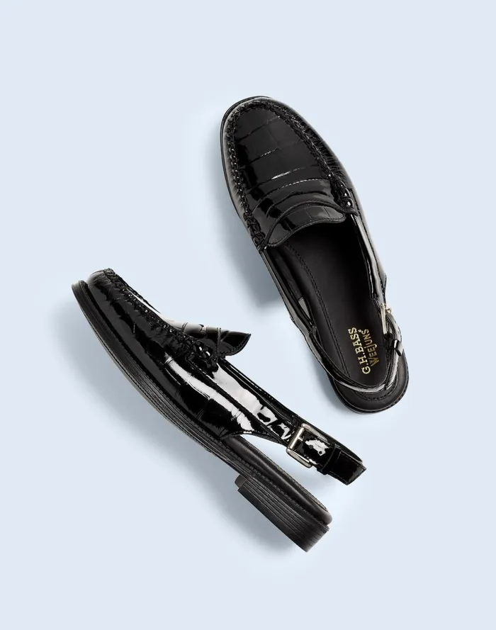 Women Flats and Loafers Madewell Madewell X GHBASS Whitney Sling Back Weejuns Loafers Black