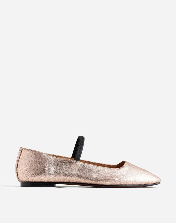 Women Flats and Loafers Madewell The Greta Ballet Flat Rose Gold Metallic