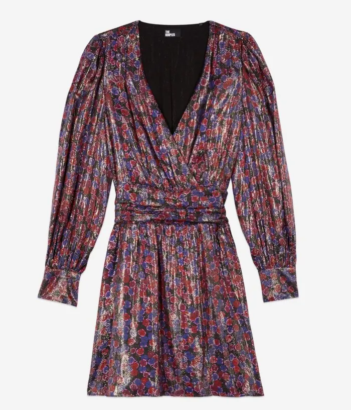 Women Floral Metallic Long Sleeve Short Dress THE KOOPLES Dresses and Jumpsuits