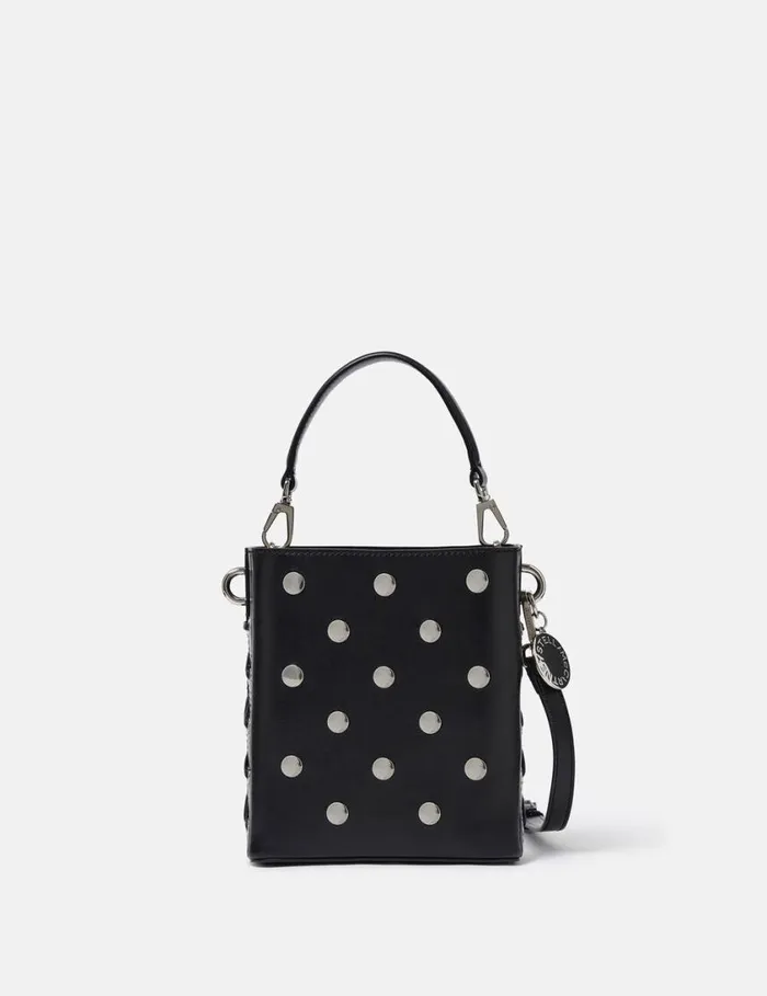 Women Frayme Studded Small Bucket Bag Pitch Black Stella McCartney Mini Bags And Clutches Women Frayme Studded Small Bucket Bag Pitch Black Stella McCartney Mini Bags And Clutches