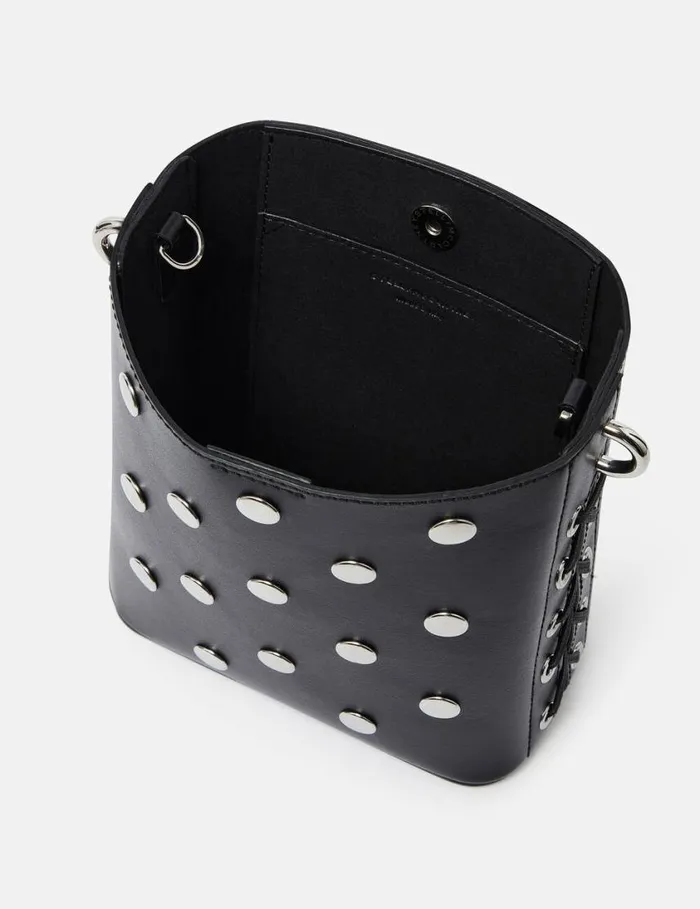 Women Frayme Studded Small Bucket Bag Pitch Black Stella McCartney Mini Bags And Clutches Women Frayme Studded Small Bucket Bag Pitch Black Stella McCartney Mini Bags And Clutches