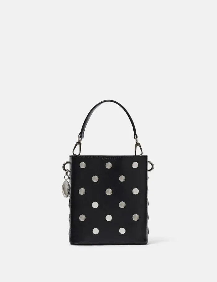 Women Frayme Studded Small Bucket Bag Pitch Black Stella McCartney Mini Bags And Clutches Women Frayme Studded Small Bucket Bag Pitch Black Stella McCartney Mini Bags And Clutches