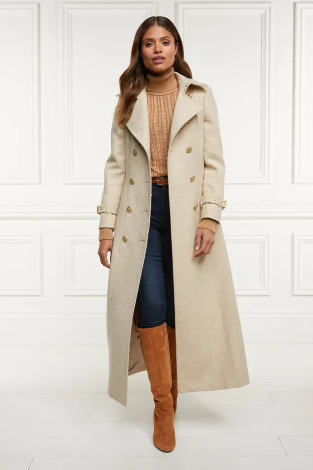 Women Full Length Marlborough Trench Coat Biscuit Holland Cooper Coats