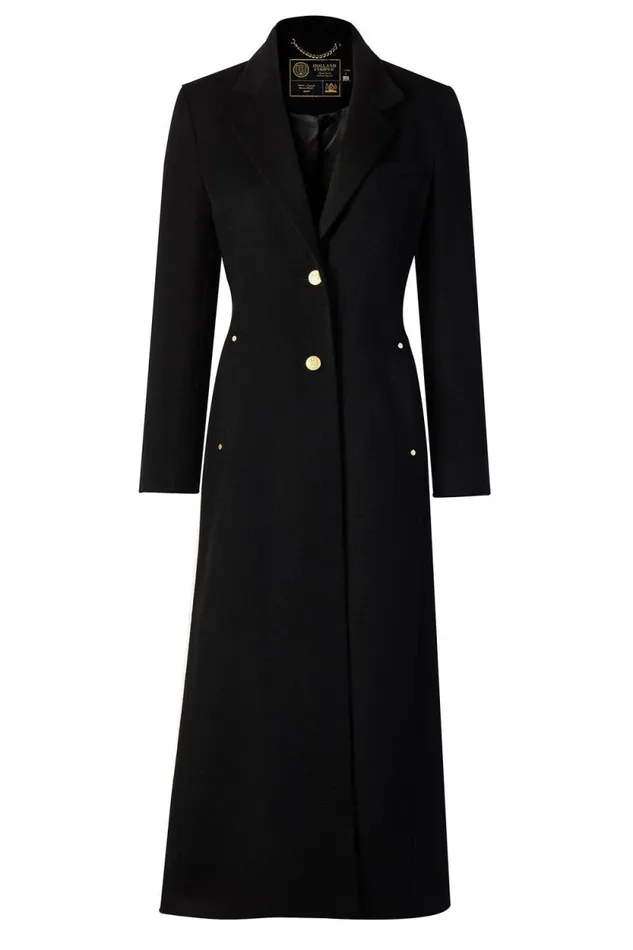 Women Full Length Regency Coat Soft Black Holland Cooper Tailoring
