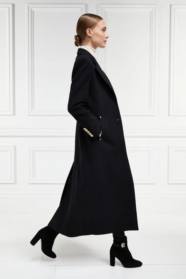 Women Full Length Regency Coat Soft Black Holland Cooper Tailoring