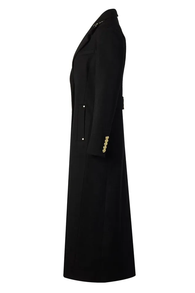 Women Full Length Regency Coat Soft Black Holland Cooper Tailoring