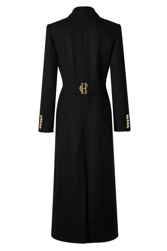Women Full Length Regency Coat Soft Black Holland Cooper Tailoring