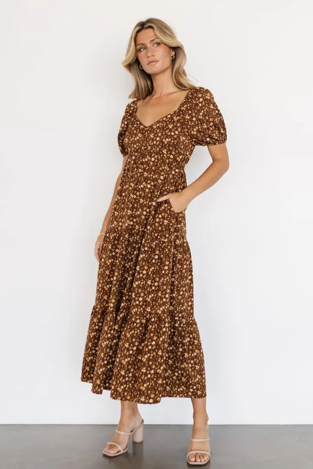 Women Gables Puff Sleeve Maxi Dress Brown Multi Baltic Born Maxi Dresses Women Gables Puff Sleeve Maxi Dress Brown Multi Baltic Born Maxi Dresses