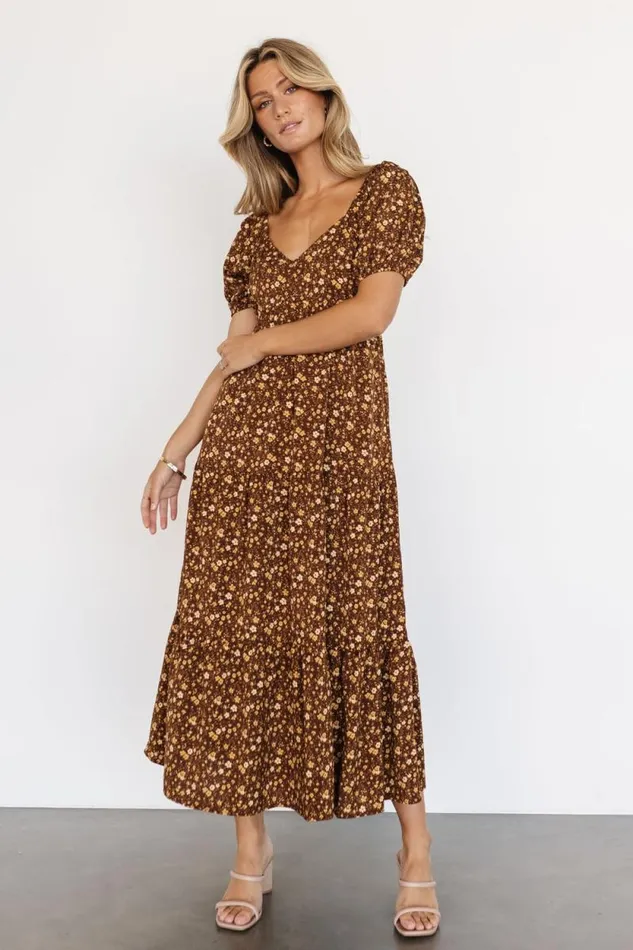 Women Gables Puff Sleeve Maxi Dress Brown Multi Baltic Born Maxi Dresses Women Gables Puff Sleeve Maxi Dress Brown Multi Baltic Born Maxi Dresses