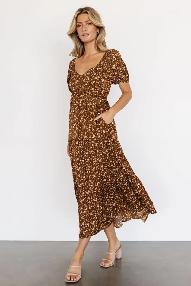 Women Gables Puff Sleeve Maxi Dress Brown Multi Baltic Born Maxi Dresses Women Gables Puff Sleeve Maxi Dress Brown Multi Baltic Born Maxi Dresses