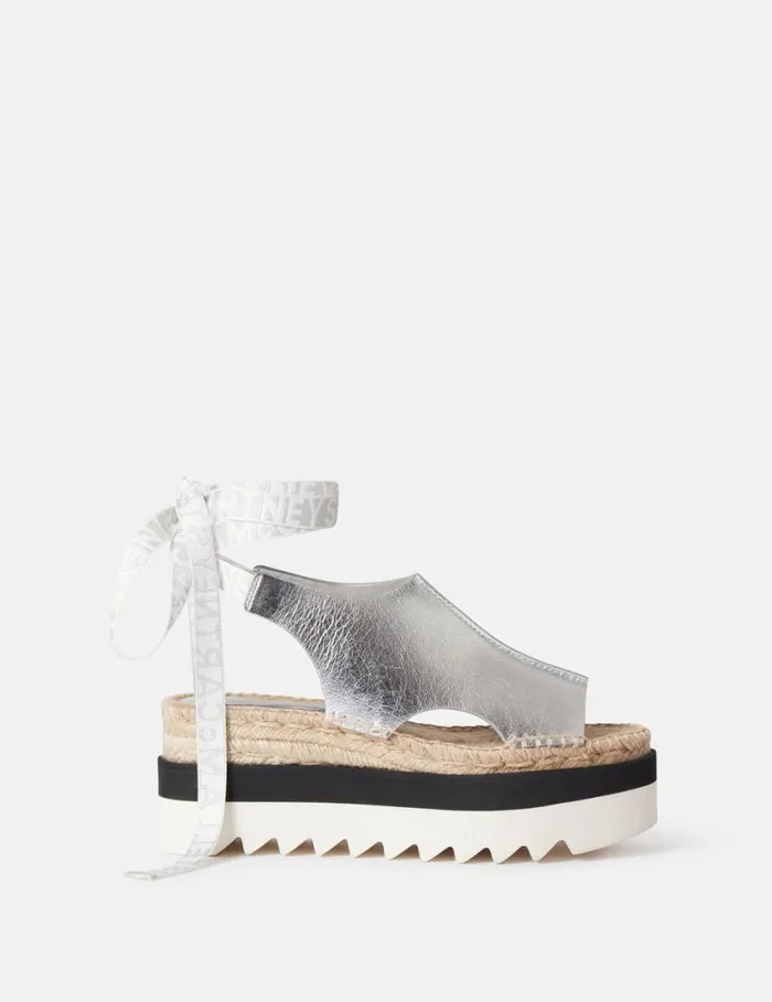 Women Gaia Metallic Platform Espadrilles Silver Stella McCartney Espadrilles