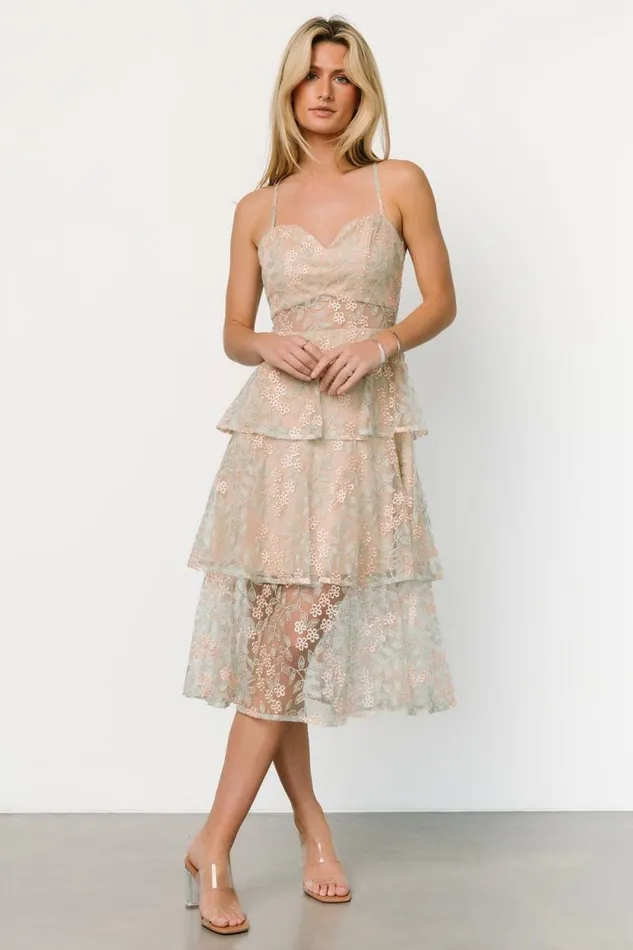 Women Georgiana Embroidered Midi Dress Sage Baltic Born Tulle Styles Women Georgiana Embroidered Midi Dress Sage Baltic Born Tulle Styles