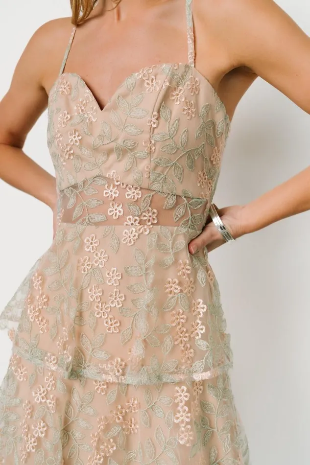 Women Georgiana Embroidered Midi Dress Sage Baltic Born Tulle Styles Women Georgiana Embroidered Midi Dress Sage Baltic Born Tulle Styles