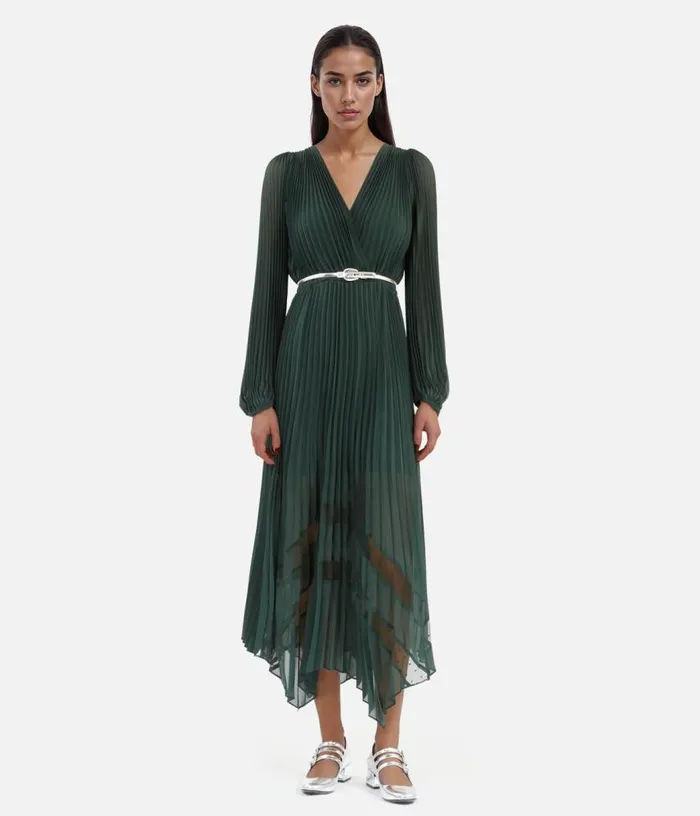 Women Green Pleated Long Dress THE KOOPLES Dresses and Jumpsuits