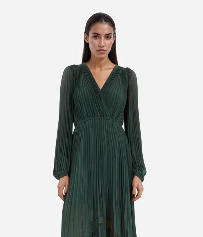 Women Green Pleated Long Dress THE KOOPLES Dresses and Jumpsuits