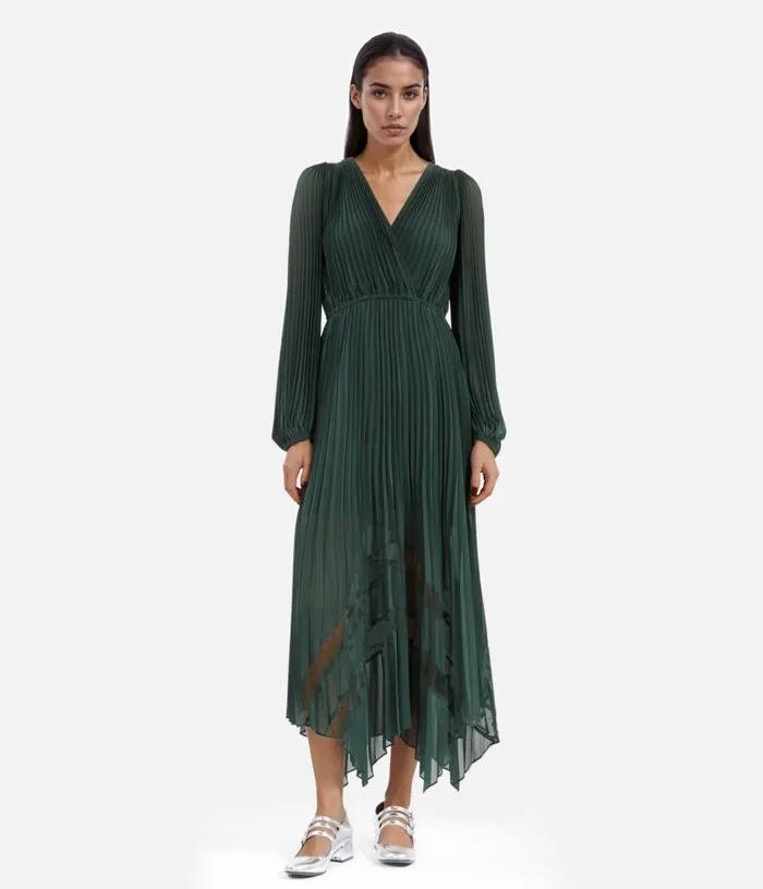 Women Green Pleated Long Dress THE KOOPLES Dresses and Jumpsuits