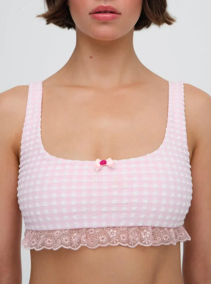 Women Haiden Bikini Top Pink For Love and Lemons Swim