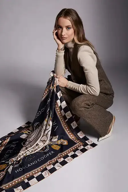 Women Hampton Waistcoat Large Scale Brown Herringbone Holland Cooper Tailoring