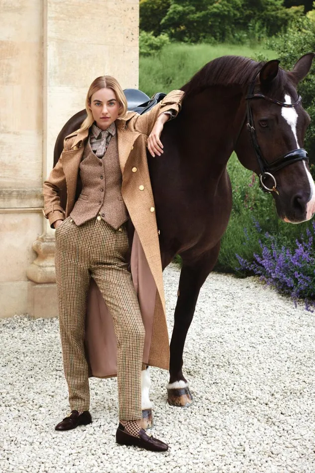 Women Hampton Waistcoat Large Scale Brown Herringbone Holland Cooper Tailoring