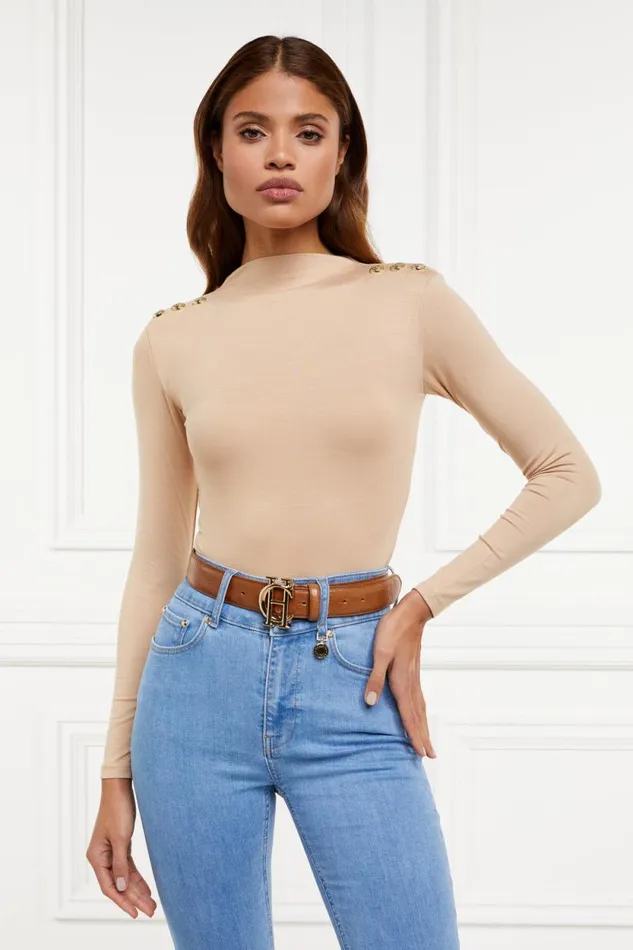 Women Harper Long Sleeve Bodysuit Light Camel Holland Cooper Bodysuits