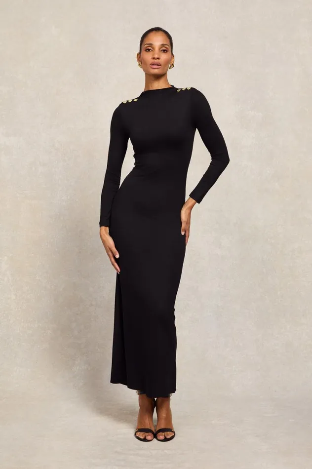 Women Harper Long Sleeve Maxi Dress Black Holland Cooper Dresses