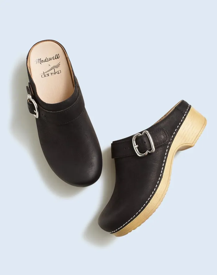 Women Heels Madewell Madewell X Dansko Brinn Mules In Leather Black