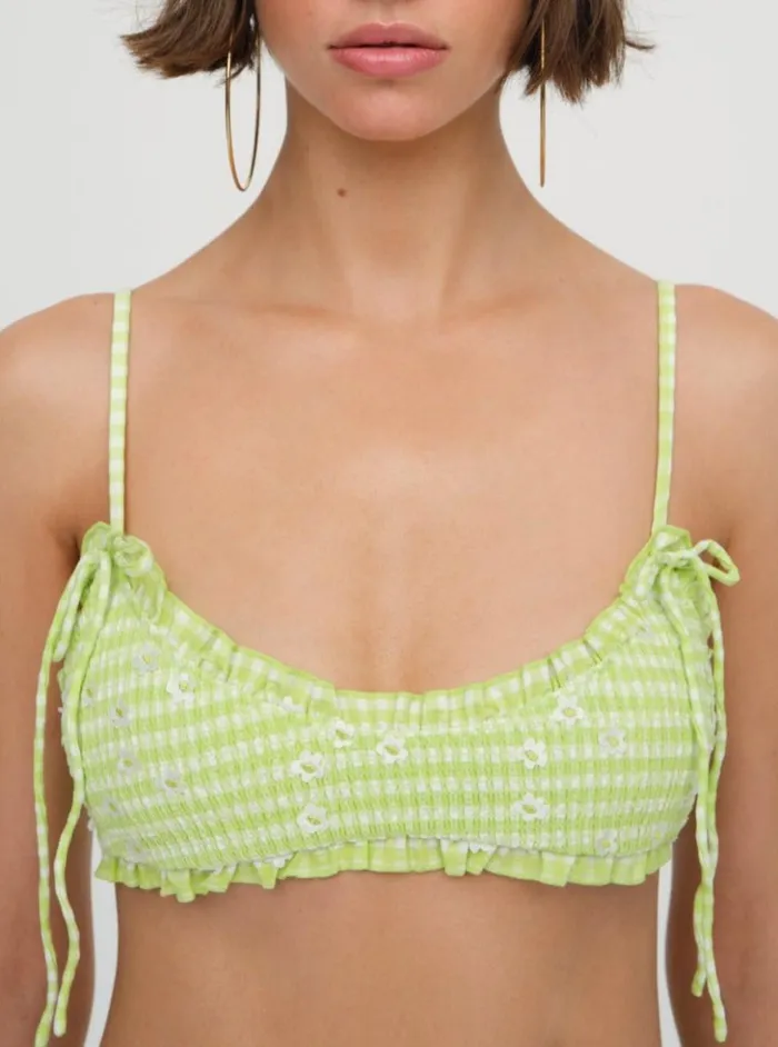 Women Henry Bikini Top Green For Love and Lemons Swim