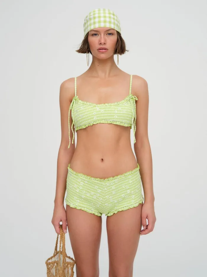 Women Henry Bikini Top Green For Love and Lemons Swim Women Henry Bikini Top Green For Love and Lemons Swim