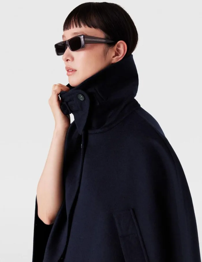 Women HighNeck ButtonUp Cape Ink Stella McCartney Coats And Jackets Women HighNeck ButtonUp Cape Ink Stella McCartney Coats And Jackets