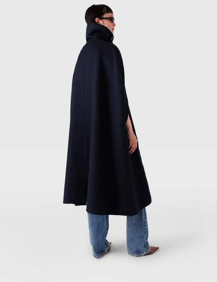 Women HighNeck ButtonUp Cape Ink Stella McCartney Coats And Jackets Women HighNeck ButtonUp Cape Ink Stella McCartney Coats And Jackets