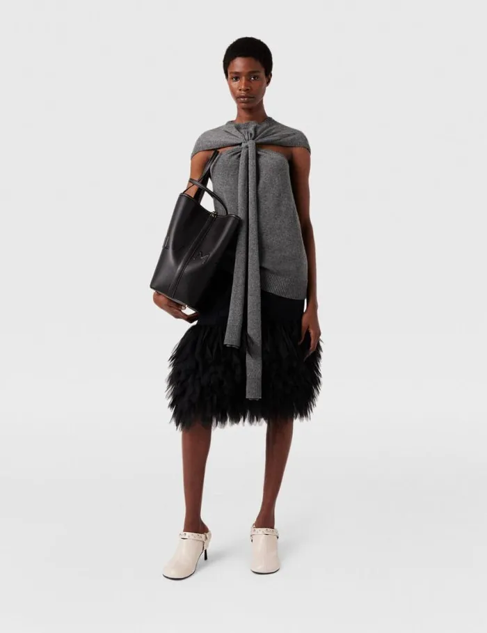 Women HighRise Feather Midi Skirt Midnight Black Stella McCartney Skirts Women HighRise Feather Midi Skirt Midnight Black Stella McCartney Skirts