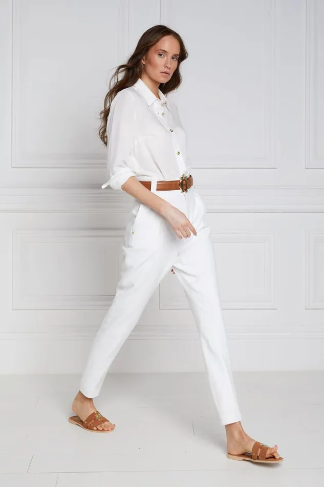 Women High Waisted Peg Trouser Oyster Linen Holland Cooper Tailoring Women High Waisted Peg Trouser Oyster Linen Holland Cooper Tailoring