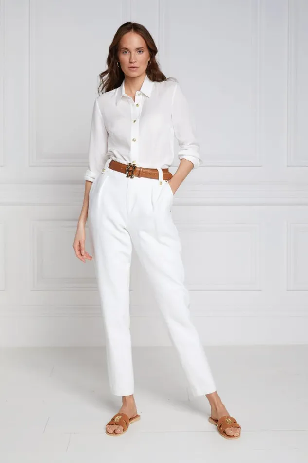 Women High Waisted Peg Trouser Oyster Linen Holland Cooper Tailoring Women High Waisted Peg Trouser Oyster Linen Holland Cooper Tailoring