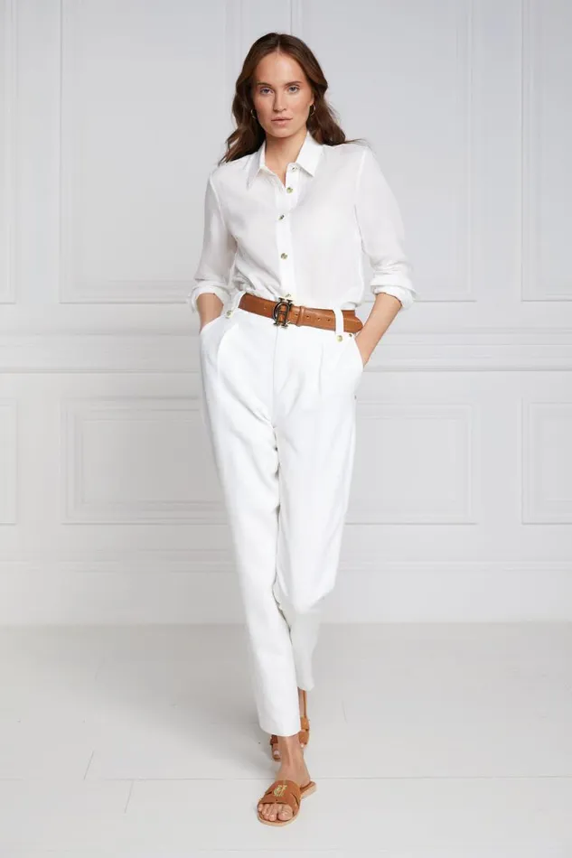 Women High Waisted Peg Trouser Oyster Linen Holland Cooper Tailoring Women High Waisted Peg Trouser Oyster Linen Holland Cooper Tailoring
