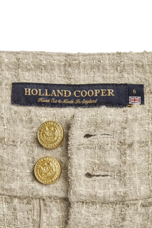 Women High Waisted Straight Trouser Camel Sparkle Tweed Holland Cooper Tailoring Women High Waisted Straight Trouser Camel Sparkle Tweed Holland Cooper Tailoring