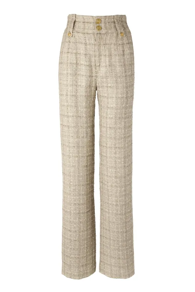Women High Waisted Straight Trouser Camel Sparkle Tweed Holland Cooper Tailoring Women High Waisted Straight Trouser Camel Sparkle Tweed Holland Cooper Tailoring