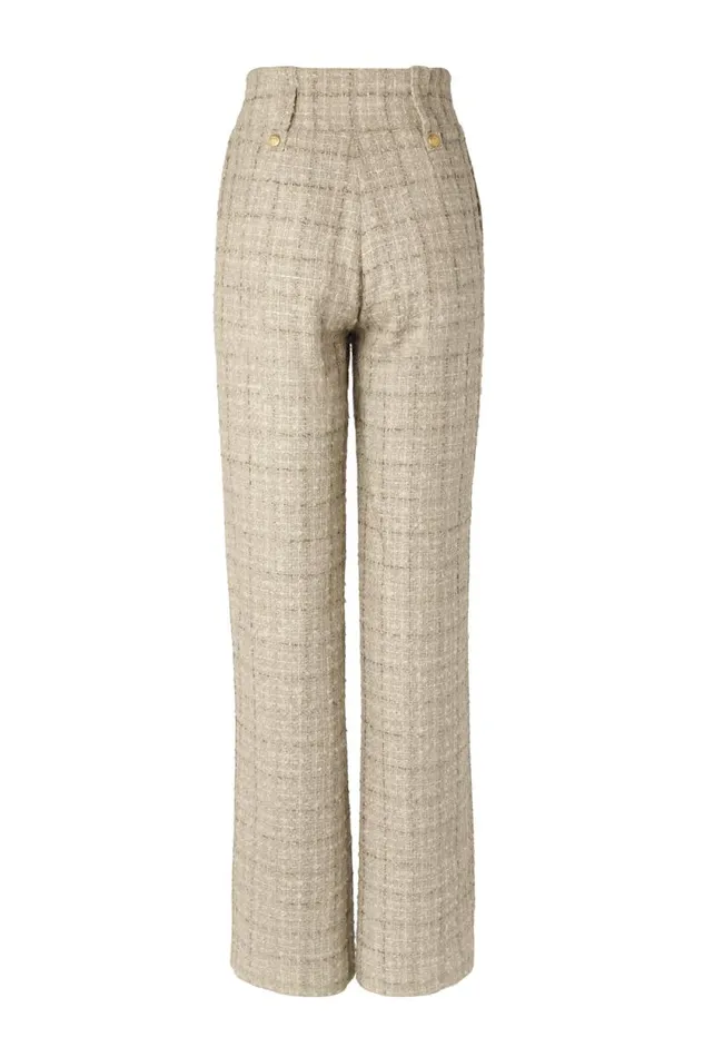 Women High Waisted Straight Trouser Camel Sparkle Tweed Holland Cooper Tailoring Women High Waisted Straight Trouser Camel Sparkle Tweed Holland Cooper Tailoring