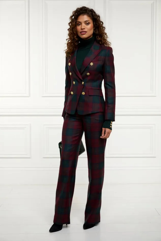 Women High Waisted Straight Trouser Mulberry Tartan Holland Cooper Tailoring Women High Waisted Straight Trouser Mulberry Tartan Holland Cooper Tailoring