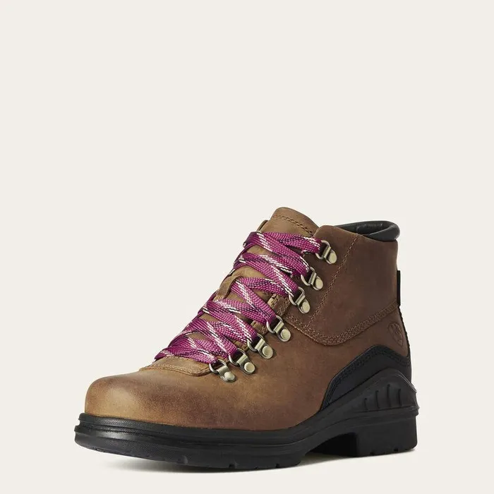 Women Hiking Boots and Shoes Ariat Barnyard Lace Waterproof Boot Weathered Brown